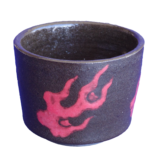 black clay red flame cup